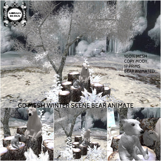 GD MESH WINTER SCENE BEAR ANIMATED