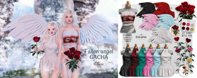 09 -Sorumin- Falling angel GACHA -Red Dress- Maitreya