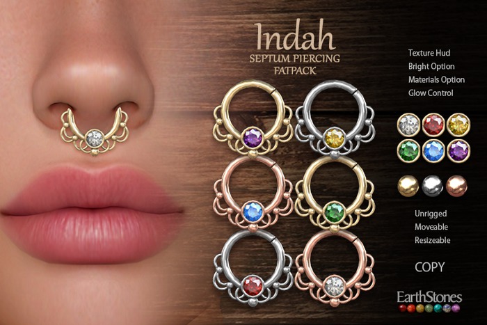 EarthStones Indah Septum Piercing - Fatpack