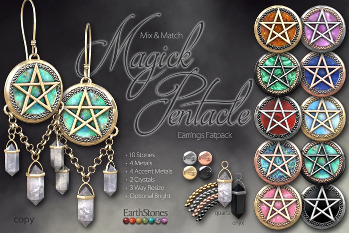 EarthStones Magick Pentacle - Dangle Earrings Fatpack