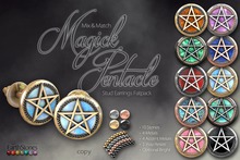EarthStones Magick Pentacle - Unisex Stud Earrings Fatpack