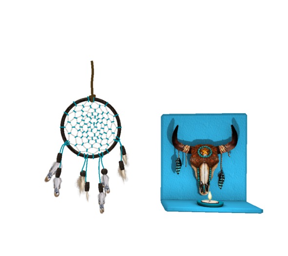 Southwest Decorated Cow Skull - Leather and Turquoise and Dream Catcher