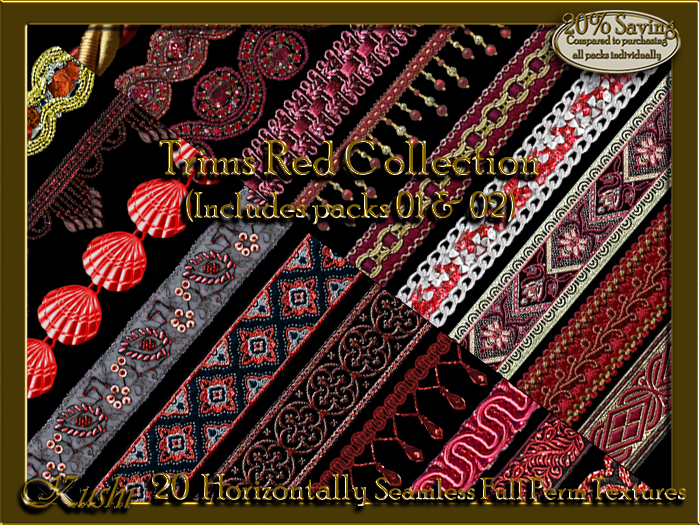 !Kushi! TrimsRED COLLECTION  Textures -WEAR TO UNPACK