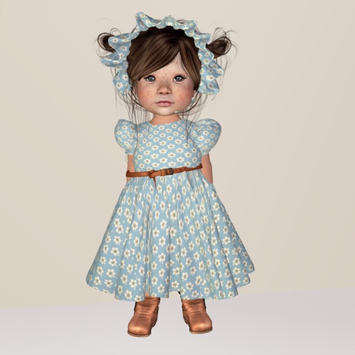 OLD WEST LITTLE ONES PLEASANTLY BLUE FLOWERS DRESS