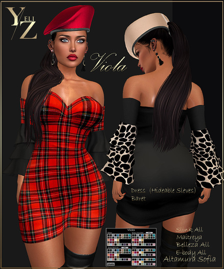 YELIZ MESH "VIOLA" DRESS with BARET HUD
