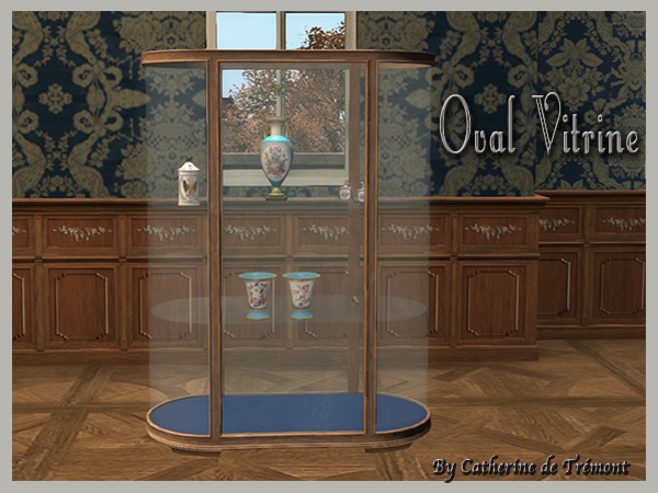 "CdT"  Oval Vitrine old wood