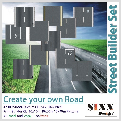 Highway / Road / Street Builder Set - 47 HQ Textures + 3 Street Pattern