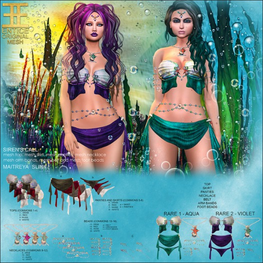 Entice - Siren's Call Outfit - Maitreya - Violet RARE 2