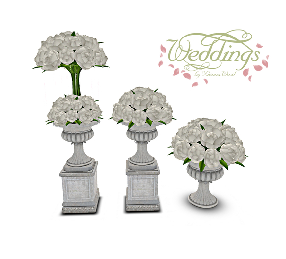 White Roses Wedding Set - Flower columns & urn x 3
