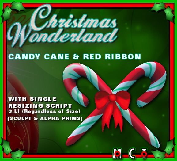 Candy Cane Red Ribbon Decor