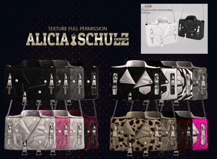 [ASFP] Texture for A-13 Women's Leather Jacket Handbag set F