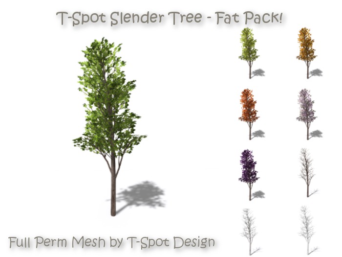 Second Life Marketplace TSpot Mesh Slender Tree Fat Pack FP
