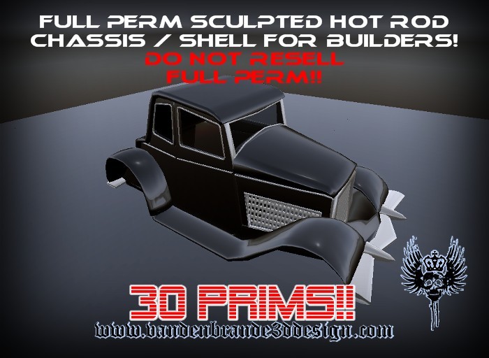 FULL PERM Hot Rod chassis For Creators ONLY 30 Prims!