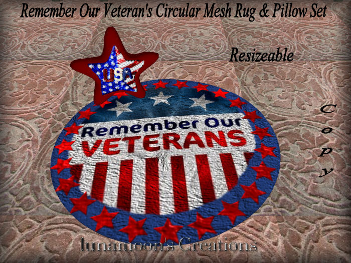 Remember Our Veterans Circular Mesh Rug & Pillow Set