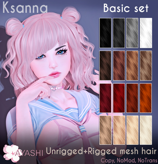 Second Life Marketplace - [^.^Ayashi^.^] Ksanna hair-Basic set