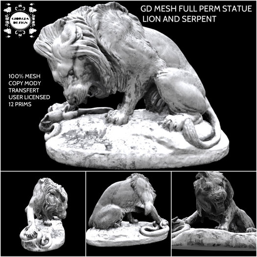 GD MESH FULL PERM STATUE LION AND SERPENT