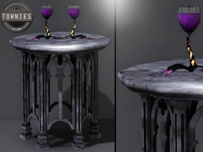 Gothic Table with Purple Glasses