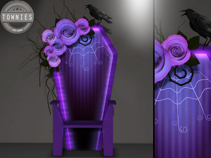 [Townies] Purple Gothic Rose Web Coffin Chair