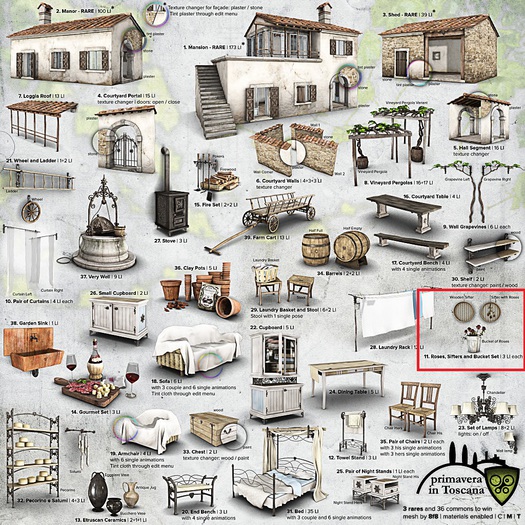 11 - 8f8 - primavera in Toscana Roses Sifters ad Bucket Set Bag