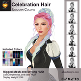 A&A Celebration Hair Unicorn Colors, braided multistyle mesh updo, low display weight
