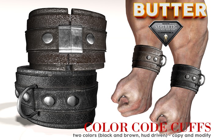 Second Life Marketplace - {BUTTER} cuffs BLACK and BROWN