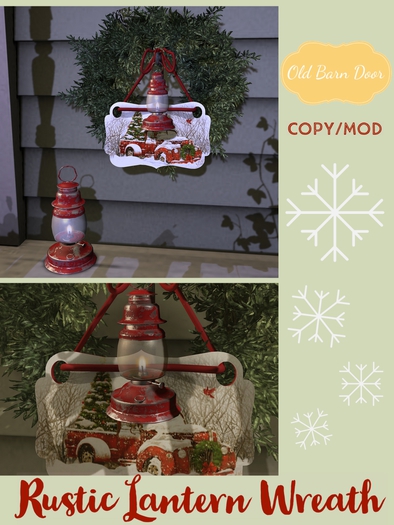 {OBD} Rustic Lantern & Red Truck Wreath [BOXED]
