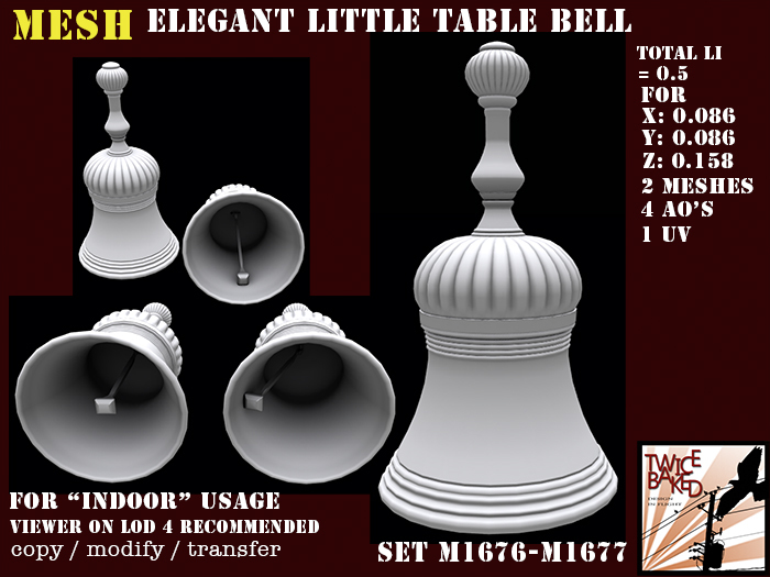 "TB" Beautiful antique table bell - clochette M1676 M1677