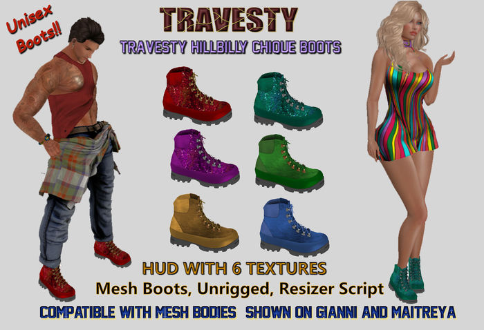 Second Life Marketplace - Travesty Hillbily Chicque Boots