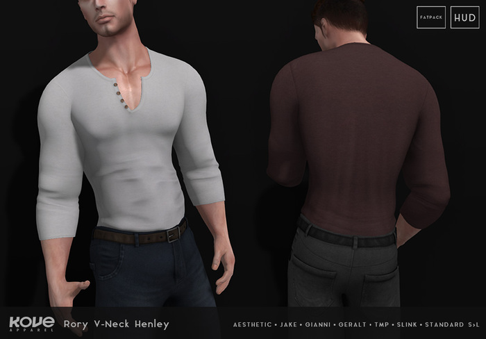 [KOVE] Rory V-Neck Henley FATPACK (Add Me)