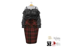 {amiable}Mesh Off Soulder with High Waist Skirt04