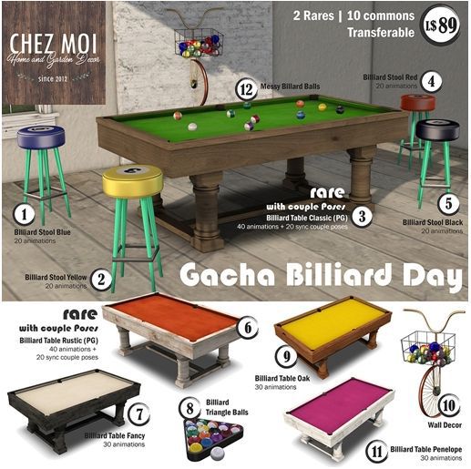 Billiard Table Classic (PG) * CHEZ MOI - RARE