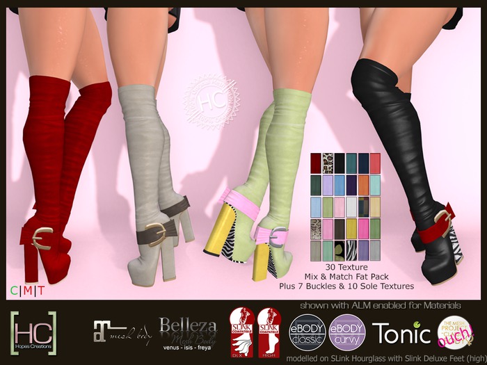 [HC] Immy Over Knee Boot Fat Pack for Slink, Belleza, Maitreya, eBody, Tonic & TMP