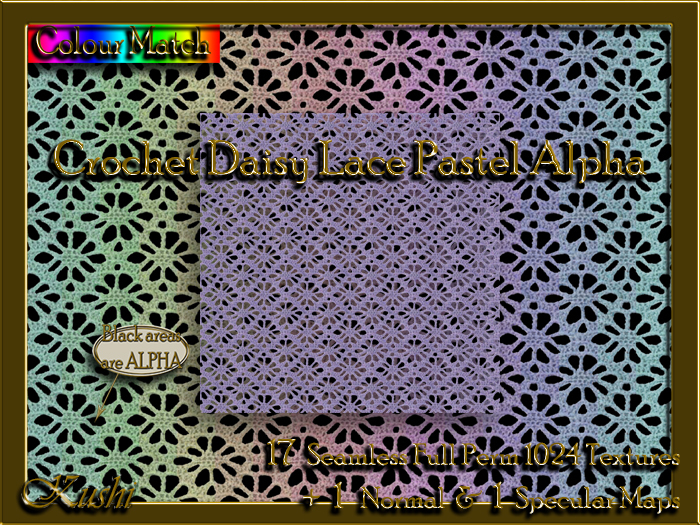Crochet Daisy Lace Pastel Alpha Textures