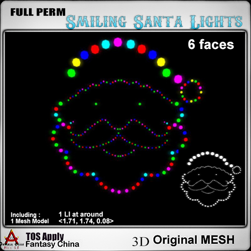 Full Perm Mesh Smiling Santa Lights 