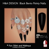[H&A Designs] - Black Bento Pointy Nails