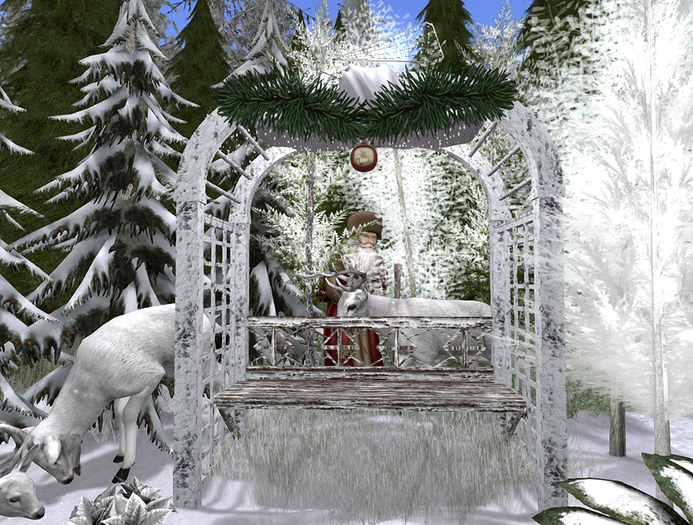 CJ Christmas Winter Arbor Bench Scene Bag - add