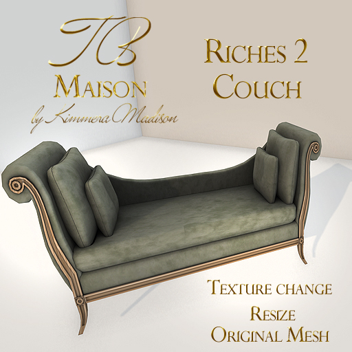 TB Maison Suede Riches 2 Couch  BOXED   ADD to unpack