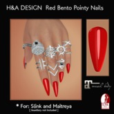 [H&A Designs] - Red Bento Pointy Nails