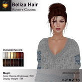 A&A Beliza Hair Variety Colors V2, resizable low complexity mesh updo