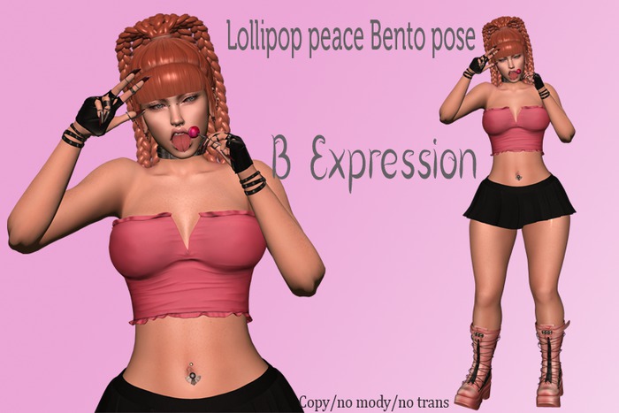 B Expression Lollipop peace Bento pose  BOX