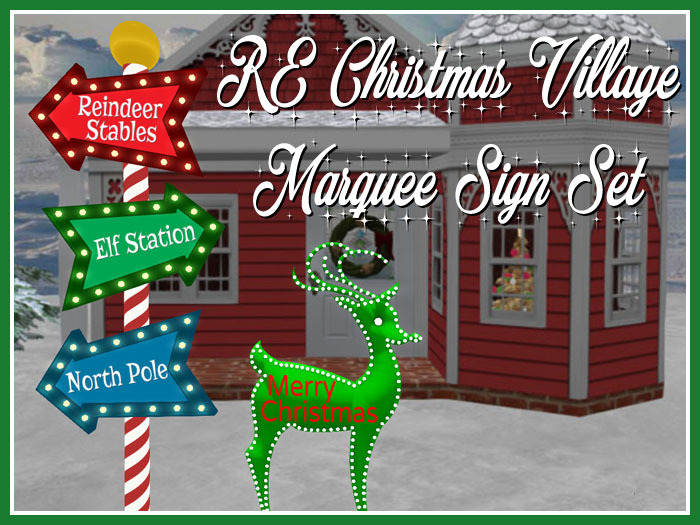 RE Christmas Village Marquee Sign Set