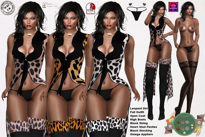 Leopard Girl Full Outfit Texture Hud Pasties_Stocking_String