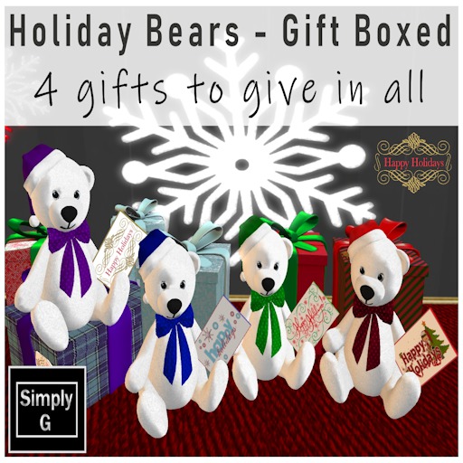 SG Stuffed Holiday Bears Gift Set Boxed
