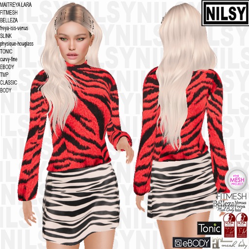  TRENDY SKIN PRINT TOP AND SKIRT FOR WINTER,ALL BODIES