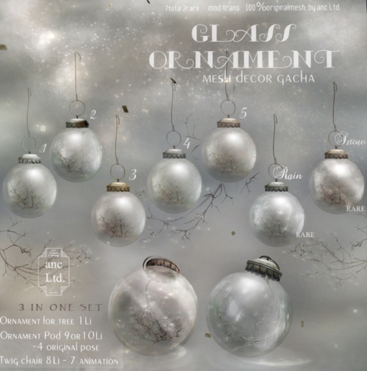 {anc} glass ornament. (3)