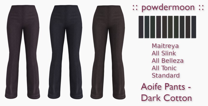 powdermoon - Aoife Dark Cotton Pants With HUD