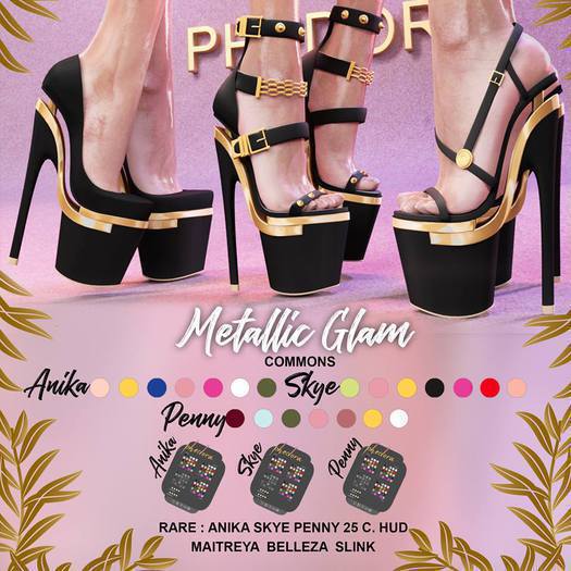 Metallic Glam ~ Phedora ~ Penny heels ~ Maitreya olive COMMON