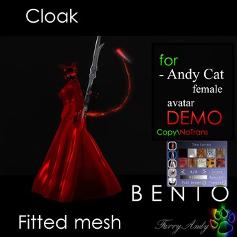 Second Life Marketplace - DEMO - Furry Andy - Cloak for Andy Cat female