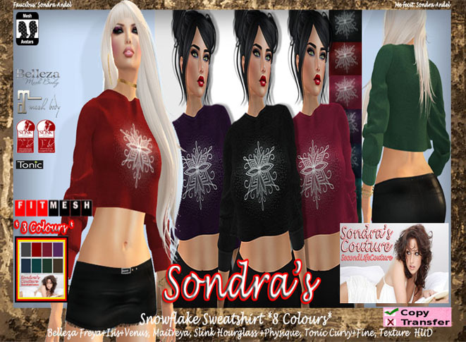 *Sondra's Snowflake Sweatshirt *8 Colours* (add)