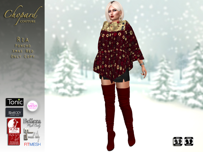*Chopard Couture* Ria Poncho - Xmas Red